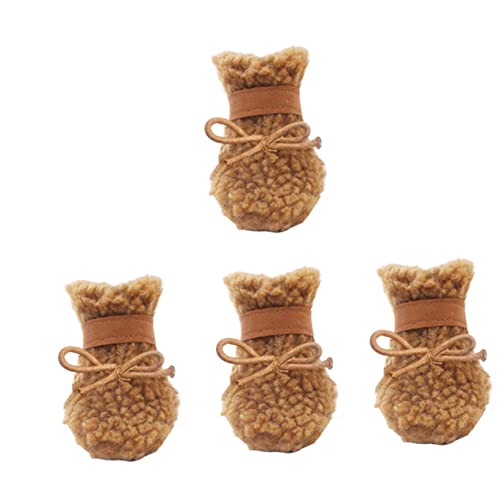 4 Stück Hundeschuhe Schneestiefel Winterstiefel Für Hunde Haustier Pfotensocken Für Welpen Im Freien Hund Kurze Stiefel Anti-rutsch-Stiefel Für Hunde Hundestiefel Brown Plüsch GREENADSCAPE von GREENADSCAPE