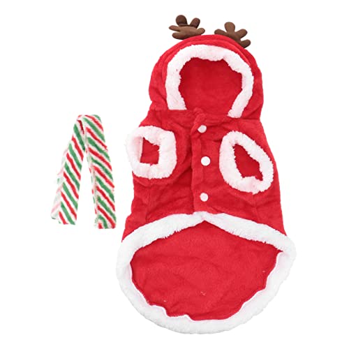 GREENADSCAPE Weihnachten Haustier Elch Kostüm Set Hund Katze Warm Schal Outfit Elch Geweih Fleece Festliche Haustier Bekleidung von GREENADSCAPE