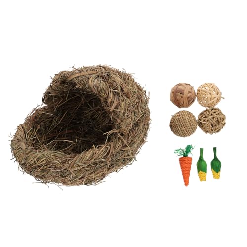 GREENADSCAPE 1 Satz Kaninchen-Gras-Nest Hamster hamsterspielzeug für Hasen Hamster Grasbett Brot Grashasenhaus extra groß Grasnest für Haustiere Grasmatte für Hasen Stroh von GREENADSCAPE