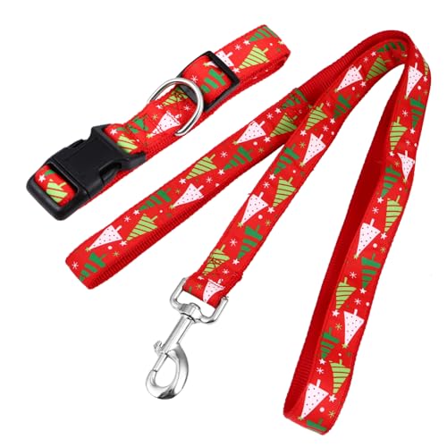 GREENADSCAPE 1 Satz Kragen Kordelzug Hundespaziergang führt Halsband und Leine für Haustiere Weihnachten Kleidung weihnachtsbekleidung Hundeleine mit Halskette Weihnachten Haustierhalsband von GREENADSCAPE