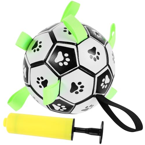 GREENADSCAPE 1 Set Hundefußballspielzeug, Hundeschlepper, Fußballspielzeug, Fußballbissspielzeug, Welpen-backenzahnspielzeug, Fußballspielzeug von GREENADSCAPE