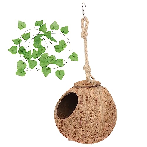 GREENADSCAPE 1 Set Klettern Haustier Kokosnussschale Nest Reptil Versteck Höhle Vogelkäfig Spielzeug Vogelhütte Vogelbedarf Heimtierbedarf Vogelbett Haustier Hängematte Finkenhütte von GREENADSCAPE