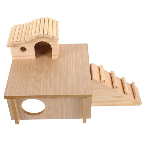 GREENADSCAPE 1 Set Plattform Chinchillas Hütte Hamsterversteck Hamsterhütte Hamsterkäfig Versteckspielzeug Kaninchengehege Hamsterleiter Spielzeug Kaninchenzaun Kleintiere Leiterspielzeug Holz von GREENADSCAPE