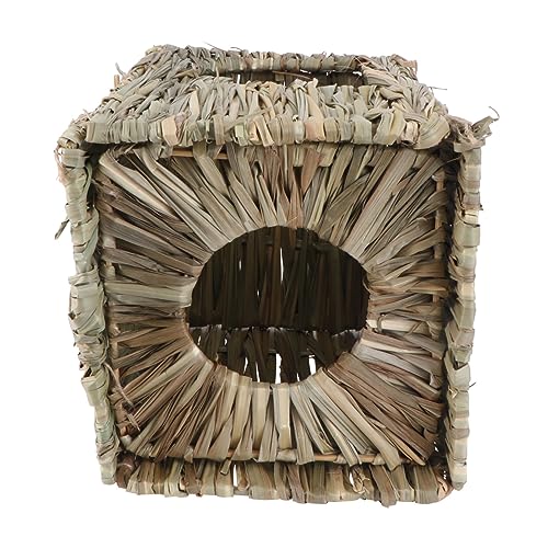 GREENADSCAPE 1pc Klappnest Haustier Schlafhaus Stroh Gewebt Nest Schmuck Natürliche Materialien Sicher Für Tiere Haustier Nest von GREENADSCAPE