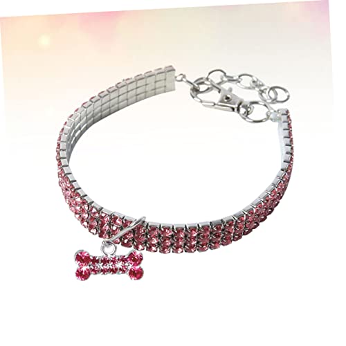 GREENADSCAPE 1Stk Haustier Halskette katzenhalsband Katzen katzenhalsbänder Haustieraccessoire Kätzchenhalsband Hundefliege elastisches hundehalsband Hundehalskette aus Strass Rosa von GREENADSCAPE