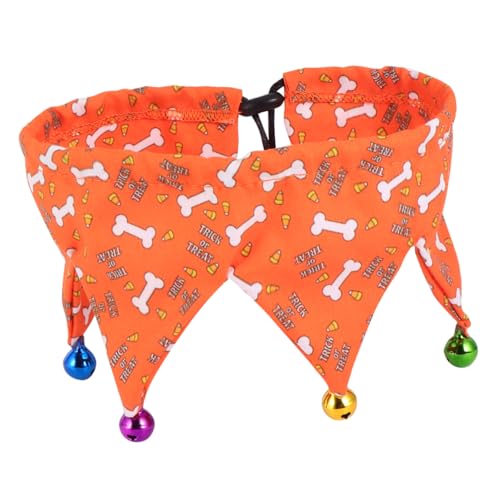 GREENADSCAPE 1Stk Haustierhalsband Kürbis-Hundekostüm Welpenhalsbänder für kleine Welpen Halloween-Katzenlätzchen Kürbis hundehalsband Halloween Theme Halloween Kleidung Polyester Orange von GREENADSCAPE