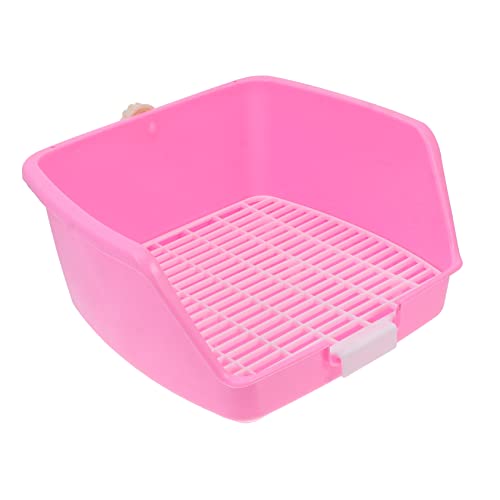 GREENADSCAPE 1Stk Kaninchen quadratische Toilette Tiere Unterlage Käfig Haustier Bausatz Sitz Hamster klo kaninchentoilette Kleintierklo Hasen klo Häschen Toilette Igel Töpfchen Plastik Rosa von GREENADSCAPE