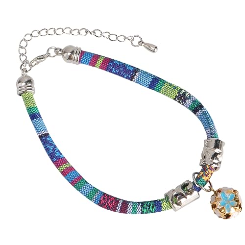 GREENADSCAPE 1stk Glockenkragen Kätzchenhalsband Hundehalsband Kleine Hundehalsbänder Halsband Für Welpen Katzenkette Hundehalsbänder Mit Glöckchen Kleines Katzenhalsband Ethno-Kragen Blue Tuch von GREENADSCAPE