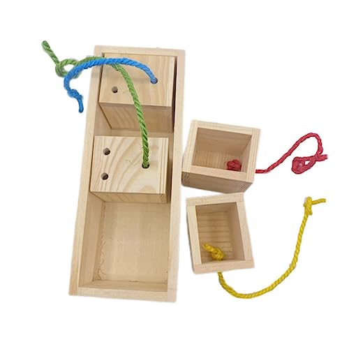 GREENADSCAPE Papagei Spielzeug Vogel Kauspielzeug Holz Spielzeug Box Futtersuche Box Haustier Vogel Training Lieferungen von GREENADSCAPE