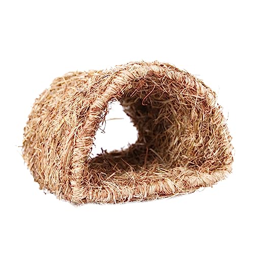 GREENADSCAPE 1stk Hasennest Aus Stroh Haustierbett Aus Gewebtem Gras Hasenhütte Gewebtes Tierbett Kaninchen-spielplatzspielzeug Tragbares Kaninchenbett Hamster-grastunnel-Spielzeug Schilfgras von GREENADSCAPE