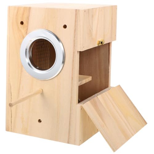 GREENADSCAPE 1stk Vogelzuchtbox Taubenschlag Großer Vogelkäfig Käfige Papagei Mini-vogelkäfig Wellensittichkäfig Vogel Fütterer Vogelhaus Im Käfig Automatischer Vogelfutterspender Hölzern Beige von GREENADSCAPE