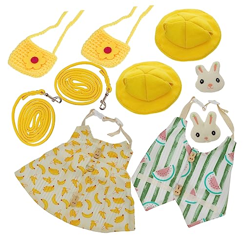 GREENADSCAPE 2 Sätze Kleidung für Haustierkaninchen Bunny Suit Rabbit hat Rabbit Harness Leash haustierbedarf Haustierprinzessin-Kleidung Hasenkostüme Haustierkleidung Haustieranzug Baumwolle von GREENADSCAPE