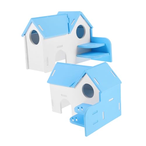 GREENADSCAPE Buntes 2er-Pack Hamster-Schlafnest- mit Leiter Chinchilla-Spielzeugvilla Meerschweinchen-Versteck Hamsterhaus Versteck Rattenversteck Spielzeug Minikäfignest von GREENADSCAPE