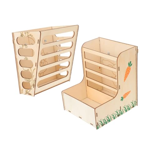 GREENADSCAPE 2St Hasengrasständer Kaninchen Hasen-Accessoire Käfighasen-Futterspender Hasenfutter Hasen zubehör hasenzubehör meerschweinchen käfig Bodenzubringer Halter aus Holz Gestell hölzern von GREENADSCAPE