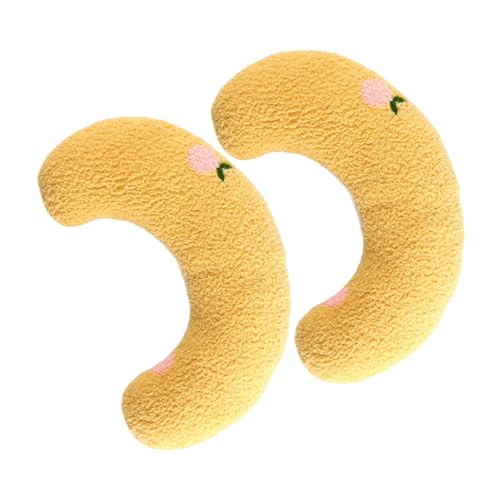 GREENADSCAPE 2St Haustier Kissen Cute Pillow Lovely Pillow Katzenkopfkissen Katzen liegeplatz Fluffy Pillow schönes Haustier-Schlafkissen U-förmiges Katzenkissen Haushalt Perlenbaumwolle Yellow von GREENADSCAPE