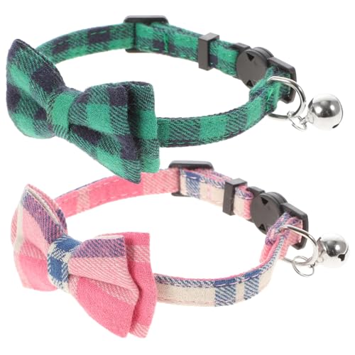 GREENADSCAPE 2St Heimtierbedarf katzenzubehöhr zubehör katzenhalsband für Haustier elastische Katzenschleifenglocke Haustier Bowknot Halskette Haustierhalsband-Ornament von GREENADSCAPE