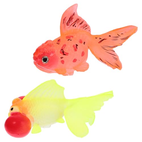 GREENADSCAPE Fische Deko 2st Leuchtendes Simuliertes Gold Schwimmendes Aquarium- -ornament Aquarium Dekoration Für Kinder Leuchtende Fischdekoration Fisch Figur Kunstaccessoire Für Zu Hause Deko Fisch von GREENADSCAPE