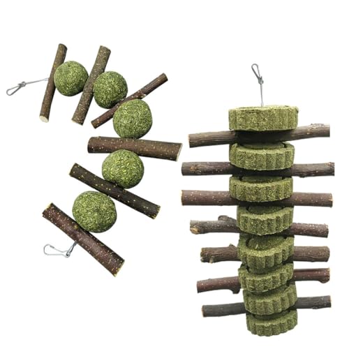 GREENADSCAPE 2st Haustier Kauen Rattankugeln Meerschweinchen Futter Kauspielzeug Für Ratten Kaninchen Kauspielzeug Futterautomat Für Haustiere Tierspielzeug Beiß Für Welpen Gras von GREENADSCAPE