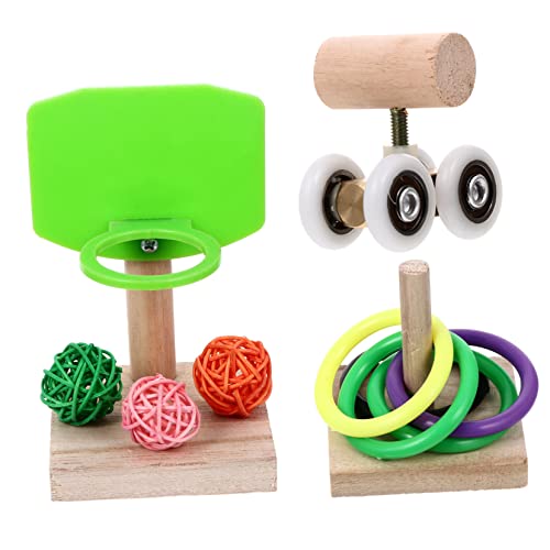 GREENADSCAPE 3 Sätze Papagei Spielzeug Trainingsspielzeug für Papageientricks Zubehör für Vogelkäfige vogelspielzeug Bird Toys Vogel-Basketballspielzeug Papageientrick Tischspielzeug hölzern von GREENADSCAPE