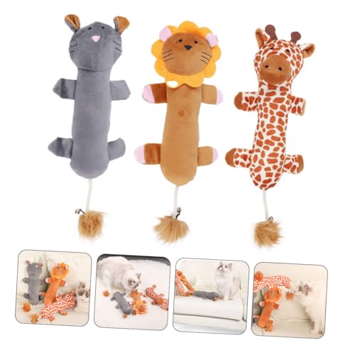 GREENADSCAPE 3 Teiliges Katzen Spielzeugset Weiche üsch Zahnung Toys Für Katzen Molar Trainingsspielzeug + Giraffe + Schwarzer Panther Ideal Für Zahnpflege Und Spielspaß von GREENADSCAPE