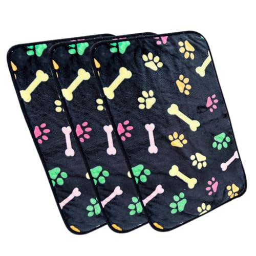 GREENADSCAPE 3St Haustierdecke Chinchilla-Decke warme Decke für Hunde und Katzen Hundebettdecke Hundekäfigdecke kuscheldecke warm thermodecken Katzendecke warme Überwurfdecke Flanell Black von GREENADSCAPE