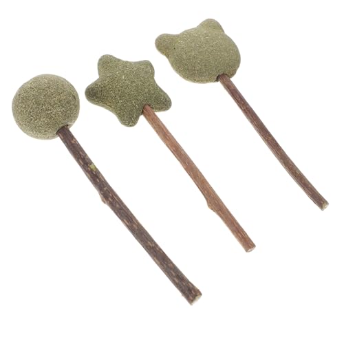 GREENADSCAPE 3St Katzenminze Lutscher Katzenminze für Katzen Katzenminze-Stick Kaustangen Kauspielzeug knete Spielzeug chew Toy Catnip Kätzchen Mundpflegestift Katzenbeißreiniger ， Green von GREENADSCAPE