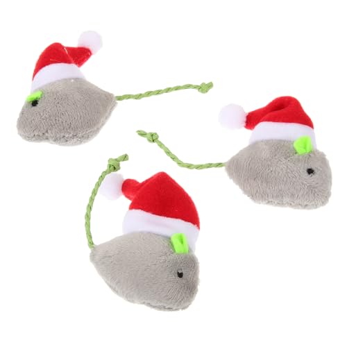 GREENADSCAPE 3St Weihnachtssimulationsmaus Katzenrasseln Mäuse Kätzchenzähne Katzen- -Spielzeug Spielzeug zum Necken von Katzen Katzenkratzspielzeug Katze Katzenminze Spielzeug Plüsch von GREENADSCAPE