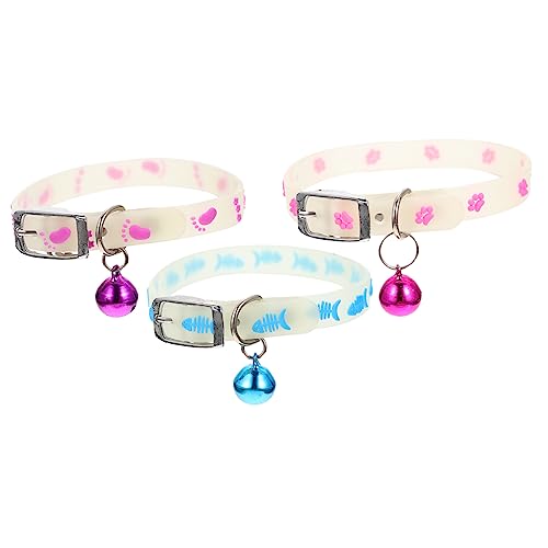 GREENADSCAPE 3st Fluoreszierendes Haustierhalsband Zubehör Für Neugeborene Welpen Hundehalsband Licht Halsband Für Kätzchen Halskette Kleine Hundehalsbänder Katzenhalsband Kieselgel Colorful von GREENADSCAPE