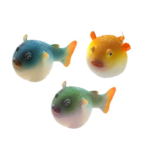 GREENADSCAPE Künstlicher Kugelfisch-Ornament aus Silikon 3 Stück Grün für Aquarium- von GREENADSCAPE