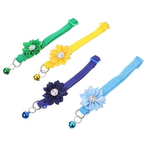 GREENADSCAPE 4 Stück Blumenhalsband Für Haustiere Haustierhalsanhänger Hundehalsband Für Welpen Katzenhalsband Floral Mit Glocke Kleine Hundehalsbänder Dekoratives Katzenhalsband Kragen Mit Pp von GREENADSCAPE