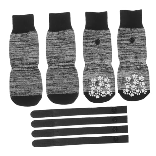 GREENADSCAPE Haustiersocken 4 Stück Hundesocken mit Pfoten für den Winter warm rutschfeste Unterseite tragbar kompakt waschbar Welpenbedarf auswechselbare Haustiersocken von GREENADSCAPE