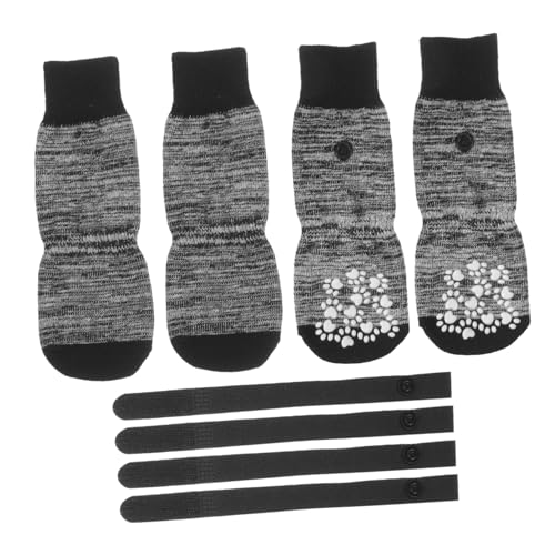 GREENADSCAPE 4 Stück Haustier Socken Haustierzubehör Auswechselbare Baumwollsocken Waschbare Haustiersocken Waschbarer Pfotenschutz Hundezubehör Kompakte Haustiersocken Black Reine Baumwolle von GREENADSCAPE