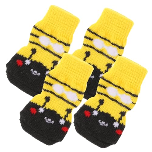 GREENADSCAPE 4 Stück Haustier Socken Haustierzubehör Pfote Socken Für Hund Baumwollsocken Atmungsaktive Socken Für Haustiere Abriebfeste Hundesocken Waschbare Hundesocken Yellow Baumwolle von GREENADSCAPE