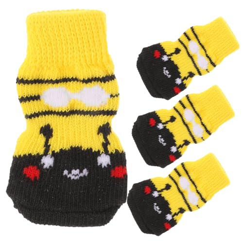 GREENADSCAPE 4 Stück Haustier Socken Krallen Pfote Tragbare Baumwollsocken Kompakte Hundesocken Hundezubehör Austauschbare Haustiersocken Abriebfeste Baumwollsocken Yellow Baumwolle von GREENADSCAPE