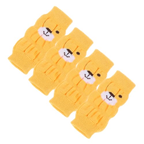 GREENADSCAPE 4 Stück Haustier socken Cartoon Hundesocken warme Hundebeinsocken Hund Sprunggelenk Abdeckung Welpenknie Hündchen Haustier Hund Socken Entzückende Haustierstrümpfe Baumwolle Yellow von GREENADSCAPE