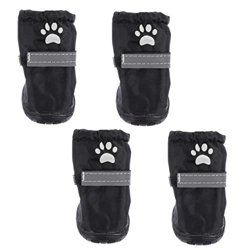 GREENADSCAPE 4 Stück Haustier wasserdichte Schuhe Wasserabweisende Hundeschuhe Schuhschutz Schuhe für hundepfoten Hunde Schuhe wasserdichte Regenstiefel wasserdichter Stiefel Polyester Black von GREENADSCAPE