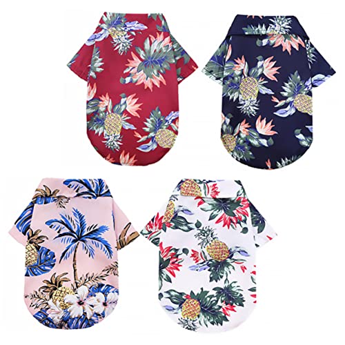 GREENADSCAPE 4 Stück Haustierhemd Haustierkleidung Hawaiihemd Hundekleider Schlichtes Hundeshirt Hundebekleidung Für Sommerkleidung Für Hunde Hawaii-Outfits Party-Outfit Für Haustiere Polyester von GREENADSCAPE