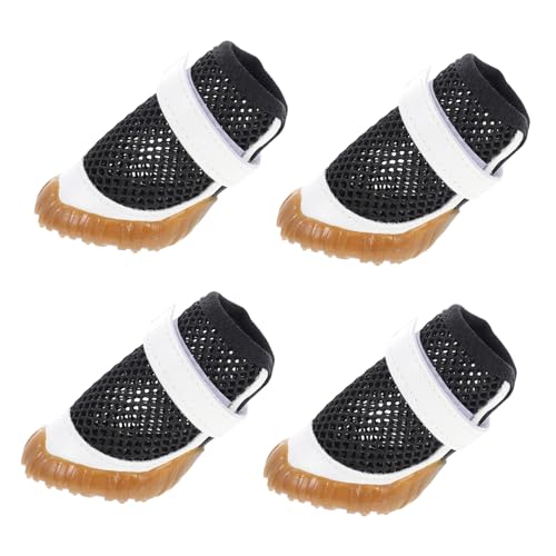 GREENADSCAPE 4 Stück Haustierschuhe Sommerliche Hundeschuhe Hundepfotenabdeckung Hohle Hundeschuhe rutschfeste Schuhe Für Haustiere Pfotenschuhe Für Welpen Hundeturnschuhe PVC Black von GREENADSCAPE