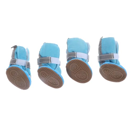 GREENADSCAPE 4 Stück Haustierschuhe hundeschuhe Schuhe für hundepfoten Dog Shoes Hundepfoten Schneeschuhe Hundepfoten Abdeckung Stiefel für Hunde Hund warmhaltende Schuhe Sherpa Sky-Blue von GREENADSCAPE