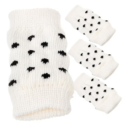 GREENADSCAPE 4 Stück Haustiersocken hundepflege Hunde Pflege hundeschuh Beinwärmer für Katzen Sprunggelenkabdeckungen für Hunde Haustiere Hundewärmer Warme Ärmel für Hundebeine Baumwolle Weiß von GREENADSCAPE