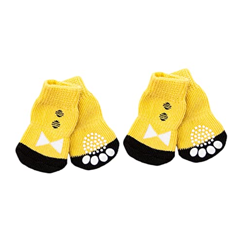 GREENADSCAPE 4 Stück Hundesocken pet Supplies hundepflege Hundepfotenschutzsocken hundekostüme für Hunde Dog Costume Hundeschuhe Baumwollsocken für Haustiere sockenschuhe Haustiersocken Yellow von GREENADSCAPE