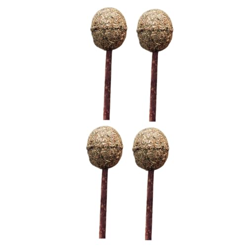 GREENADSCAPE 4 Stück Katzenminzball Katzenlutscher Katzenminze Lutscher Katzenrad Katzenminze Bälle Katzenminze-Sticks katzenspielzeug katzenpflege cat Toys Backenzähne Taktstock Bambus Brown von GREENADSCAPE