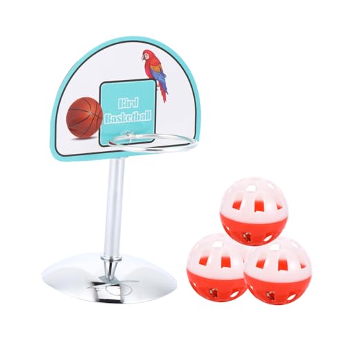 GREENADSCAPE 4 Stück Papagei Spielzeug Vogel-Basketball-Trainingsspielzeug Spielzeug stapeln Spielzeuge vogelkäfig zubehör vogelzubehör für käfig Papageienspielzeug Vogel-Basketballkorb Metall von GREENADSCAPE