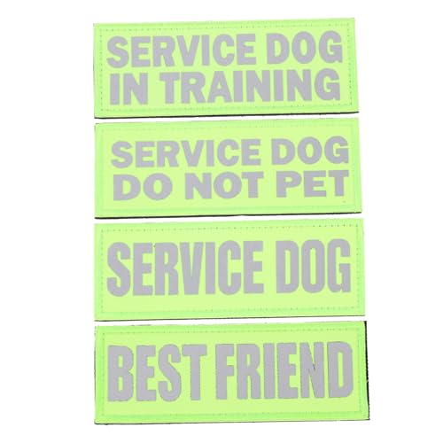 GREENADSCAPE 4 Stück Service Hunde Aufkleber Assistenzhund Patches Abnehmbare Aufkleber Haustier Patch Reflektierende Aufkleber Service Geschirr Patches Service Hund Weste Patch von GREENADSCAPE