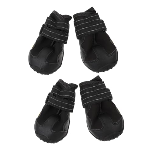 GREENADSCAPE 4 Stück Winter Hundeschuhe Lässige Anti Rutsch Schneestiefel Für Haustiere Warme Und Wasserfeste Hundestiefel Größe 6 Schwarz Optimaler Pfotenschutz Für Kalte Witterung von GREENADSCAPE