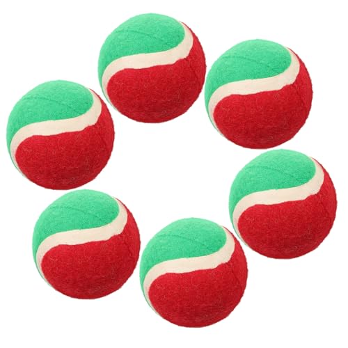 GREENADSCAPE 6 Stück Haustier Spielzeugball Weihnachts Hundespielzeug Tennisball Für Hunde Zahnspielzeug Für Hunde Spielball Für Hunde Quietschendes Spielzeug Für Hunde Kauspielzeug Für von GREENADSCAPE