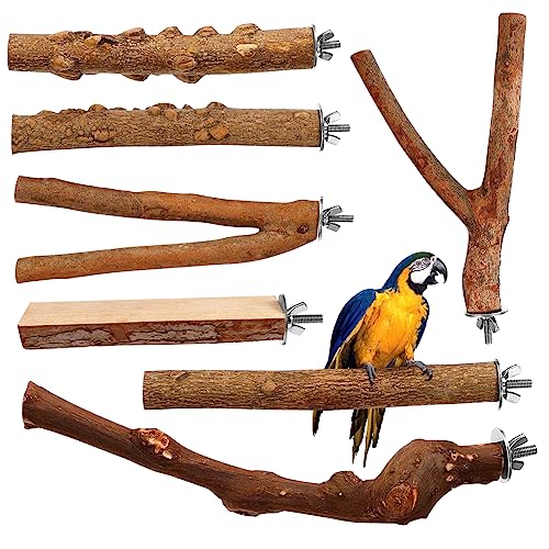 GREENADSCAPE 7 STK Pfahl aus Pfefferholz vogelgitter vogelkäfig Papageienzubehör Käfigzubehör Bird Toys Papageienstange für große Vögel Papageienbarsch Vogelstangen Plattform aus Holzstangen von GREENADSCAPE