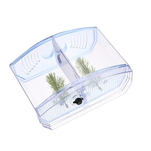 GREENADSCAPE Betta-Box Mini Fischaquarium Fischzuchtnetz Mini-Aquarium Aufzucht Für Aquarienfische Büro-Desktop-Aquarium Dekor Brüterei Für Babyfische Fisch Aquarien Leichter Kunststoff Blue von GREENADSCAPE