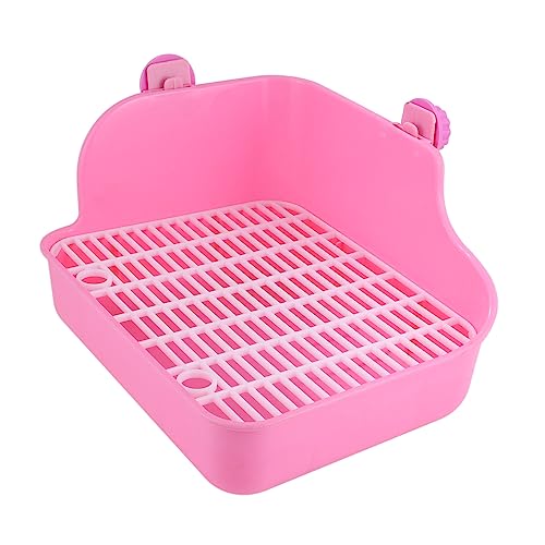 GREENADSCAPE Hamster Kaninchen quadratische Toilettenschüssel Hasenbettwäsche Kaninchen-Töpfchentrainer Ratte Hund Hasenstall drinnen Hamster klo kaninchentoilette Hamster Töpfchentrainer Rosa von GREENADSCAPE