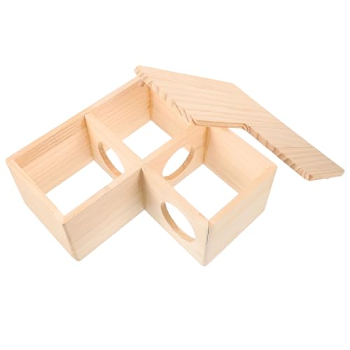 GREENADSCAPE Hamster-Spielzeug Hamster Versteck Hamster Käfig Tierheim für Hamster holzhaus spielsachen meerschweinchen Spielzeug Hamsterhaus für den Haushalt Hamsterversteck Massivholz Beige von GREENADSCAPE